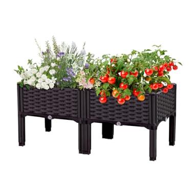 Imagem de Cama de jardim elevada com pernas, caixa de plantação grande, canteiros elevados para jardim, caixa retangular elevada para jardinagem de legumes, flores, frutas e plantas, 80 cm (C) x 39,9 cm (L) x