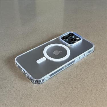 Imagem de TransparentFor Magnetic Wireless Charge Case para iPhone 16 15 14 13 12 11 Pro Max Mini Plus Capa protetora contra choque, transparente, para iPhone 12 Pro