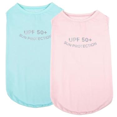 Imagem de Kuoser Pacote com 2 camisetas para cães FPS 50+ proteção solar UV, leves de secagem rápida para cães pequenos, médios e grandes, colete respirável para animais de estimação, roupas para ambientes