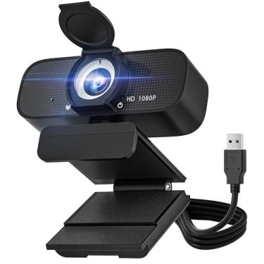 Imagem de SZGIARUY Webcam HD, câmera de computador USB 1080p com capa de privacidade, preta, webcam de streaming digital para PC, desktop, laptop, videoconferência-8