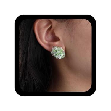 Imagem de Allereyae Brincos de cristal vintage com contas brancas Cz Cluster Brincos de casamento com contas redondas de arroz com contas brilhantes para mulheres, Zinco, Sem pedra preciosa