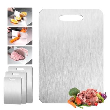 Imagem de Tábua de corte de titânio, tábua de corte de titânio 100% puro para cozinha, antiaderente, dupla face e tábuas de corte de aço inoxidável de grau alimentício para cozinha doméstica