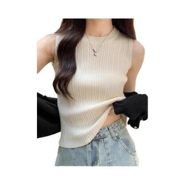 Imagem de Colete Feminino de Malha Sem Mangas - Decote em O - Estilo Y2K Casual,