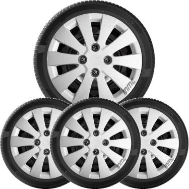 Imagem de 4X Calota Hb20 Hb20S 14 A 19 Aro 14 Prata Com Emblema 185Cb