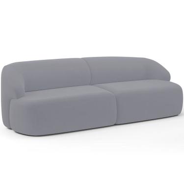 Imagem de Sofá 4 Lugares Curvo Orgânico Para Sala Living 280cm Barolo L06 Veludo Cinza - Lyam Decor