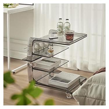 Imagem de Mesa de centro de design simples, mesa lateral de 4 andares, mesa lateral para escritório, casa, cozinha, organização, mesa de cabeceira, mesa de cabeceira com rodas, mesa lateral minimalista para