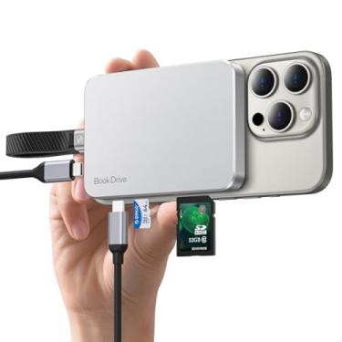 Imagem de ORICO - SSD externo magnético de 1 TB BookDrive com leitor de cartão SD/TF, carregamento PD 100W, interface de áudio tipo C para laptop e smartphone USB-C - SSD portátil Magsafe, 1000 MB/s para USB