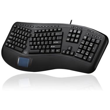 Imagem de Teclado Ergonômico Dividido Sem Fio Recarregável Reduz a Tensão das Mãos com Touchpad Embutido, ADESSO AKB 450UB, Preto