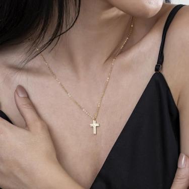 Imagem de Colar com pingente de cruz, joia de fé cristã de aço inoxidável, presente para casais, uso diário, 14+2 Inches, Aço inoxidável, Sem Pedra Preciosa