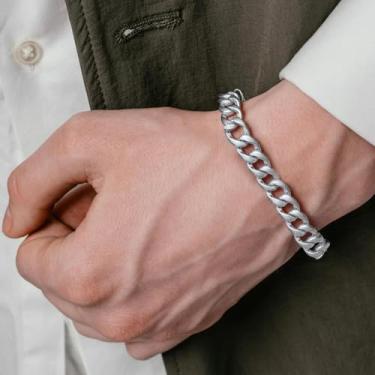 Imagem de Pulseira de corrente de elos cubanos para homens 9 mm de largura aço inoxidável/preto/ouro/prata banhado a prata joias unissex, One Size, Aço inoxidável, Sem Pedra Preciosa