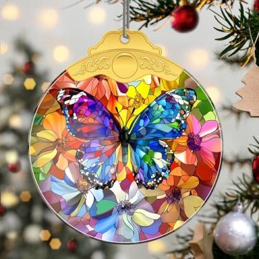 Imagem de Enfeites de Natal para pendurar em cristal de borboleta, enfeites de árvore de Natal feitos à mão, decoração de carro e casa - presentes de Natal, decoração de artesanato em acrílico, ideias de troca