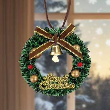 Imagem de Decorações e enfeites de Natal, linda mini guirlanda de Natal com laço xadrez vermelho e preto, pequenos laços de guirlanda com cordão para decorações de festas de Natal (3 peças)