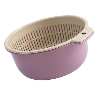 Imagem de Generic Bacia de Drenagem de Dupla Camada, Cesta de Lavagem de Frutas e Legumes, Camada Dupla de Plástico Resistente, Redonda, Espessada para Dormitório (Roxo)