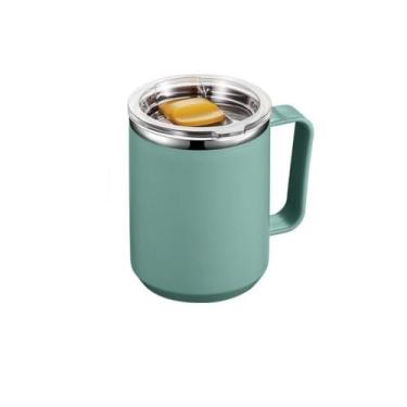 Imagem de Caneca de copo de café de aço inoxidável 450 ml Drinkware Caneca a vácuo de camada dupla garrafa de água copos isolantes (verde)