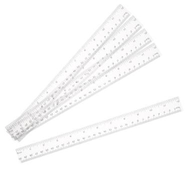 Imagem de 5 pacotes de réguas retas de plástico, régua transparente de 30 cm com régua de polegada e centímetro, ferramenta de medição de desenho fácil de ler para escola, sala de aula, escritório, casa
