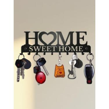 Imagem de 1 porta-chaves de ferro resistente – Suporte de gancho rústico montado na parede para entrada, cozinha e organização de porta, armazenamento de metal vintage