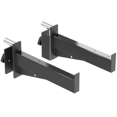 Imagem de Synergee Braços de segurança para racks elétricos e agachamentos 2x2, cabe em prateleiras com furos de 2,5 cm e 1,5 cm. Acessório de braço de segurança montado em rack para localização, supino e