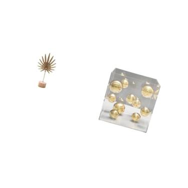 Imagem de Fenteer Escultura de Folha de Metal Abstrata Nórdica com Capa de Bola de Acrílico Transparente, Ornamento Criativo de Mesa para Decoração de, Escritór