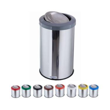 Imagem de Lixeira Inox Basculante 20 Litros Tampa Flip Top Com Cor - Aldinox, Ci