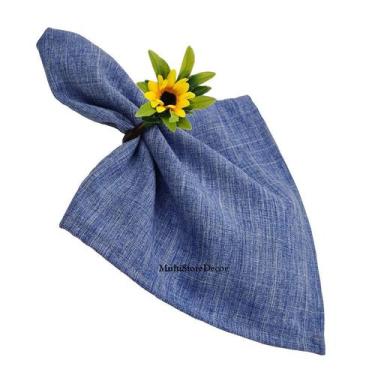 Imagem de 06 Guardanapo de Tecido 40x40cm Mellange Azul Claro - MSD