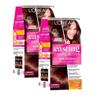 Imagem de Kit 2 Tintura Casting Creme Gloss L`oréal Paris 415 Chocolate Glacê