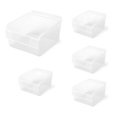 Imagem de Slatbox Slatwall Bins – Caixas de armazenamento empilháveis de slatwall para acessórios, organizador de ferramentas de garagem, organizador de parede de ripas para oficinas e lojas de varejo (pacote