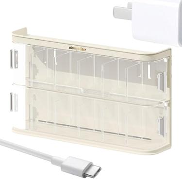 Imagem de Caixa de armazenamento de cabos de dados – Caixa de armazenamento de cabos montada na parede – Gerenciamento de cabos organizador doméstico removível transparente para cabos de dados e cosméticos