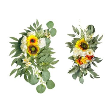 Imagem de shamjina 2Pcs Arco de casamento Flores Placa de boas-vindas Decoração Guirlanda Flores de canto Flores artificiais Swag para cerimônia Recepção Festa
