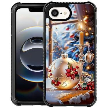 Imagem de XUANWENPA Capa para iPhone 16E, o design preto é brilhante, antiqueda e à prova de poeira, decoração de castiçal de Natal.
