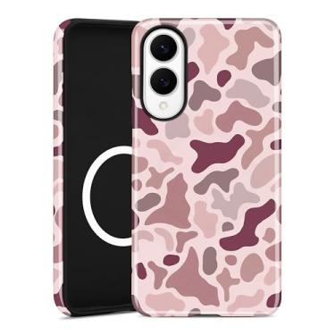 Imagem de Aitipy Capa de telefone camuflada magnética para Samsung Galaxy S25 Edge, compatível com MagSafe, linda camuflagem rosa e estética TPU macio e policarbonato rígido à prova de choque capa protetora
