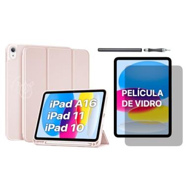 Imagem de Capa para iPad (A16) 11ª Geração 11" 2025 / iPad 10ª Geração 10,9" 2022 – Case Suporte Apple Pencil e USB-C Pencil, Auto Wake/Sleep, Capa Magnética (Rosa-claro, Capa + Película + Caneta)