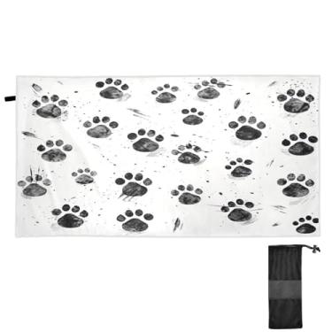 Imagem de ATTX Toalha de praia com estampa de pata de cachorro 76 x 152 cm - Cobertor leve de microfibra resistente à areia de secagem rápida para piscina, ioga, academia e viagens | Esportes de banho de