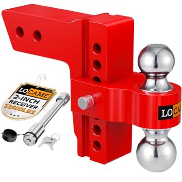 Imagem de LOCAME Engate de reboque ajustável, serve para receptor de 5 polegadas, alumínio de queda de 15 cm e engate de bola de reboque de 5,7 kg, engate de reboque GTW de 5,7 kg com travas duplas de aço