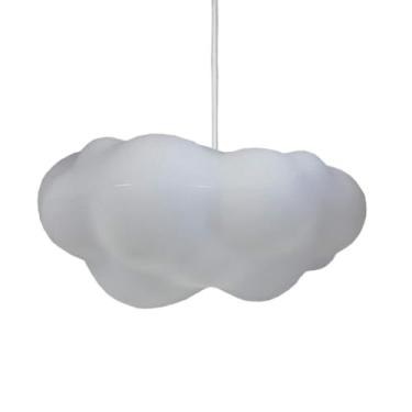Imagem de Luminária Pendente Nuvem Branca Infantil para Quarto de Bebê e Crianças | Lustre de Teto Decorativo em Polietileno Bivolt | Bocal E27 | Design Lúdico e Suave