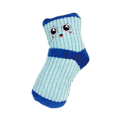 Imagem de MFMEXUL Brinquedo de pelúcia fofo e leve para cães de pequeno e médio porte, criativo, interativo, divertido, em formato de meia. Ótimo presente de, Azul