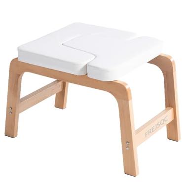 Imagem de FREJSQC Cadeira de ioga de madeira de faia para inversões e relaxamento, postura correta, força e flexibilidade, queima de gordura e treinamento de equilíbrio (branca)