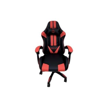 Imagem de Cadeira Gamer Ergonômica, Preta com Detalhes Vermelhos, Tecido e Espuma, Reclinável, Rodas PU, Base PP 320mm, 120x80x50cm, para Escritório