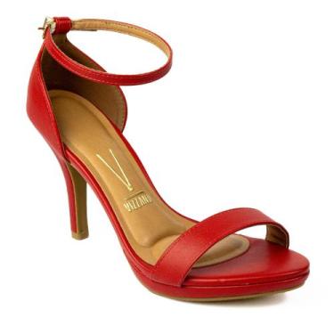 Imagem de Sandália Feminina Clássica Salto Alto Fino Vizzano 6210-655, Vermelho,