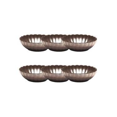 Imagem de Jogo 6 Pratos Fundos Porcelana Oxford Flora Anis 20 Cm: Marrom Metalizado 1L