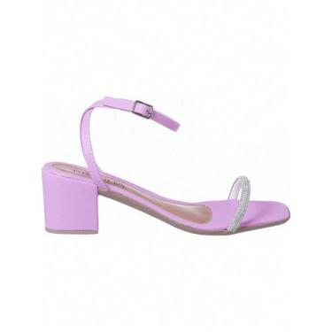 Imagem de Sandália Salto Alto Feminina Com Tira Fivela Salto Grosso Confortável 