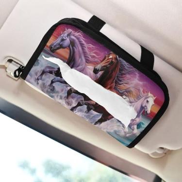 Imagem de SEHANY Suporte de lenços de carro Majestic Horse, caixa de lenços para carro, viseira solar, porta-guardanapos retangular, dispensador de máscara de carro, caixa de lenços de papel para automóveis