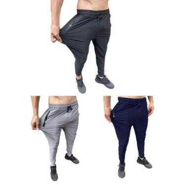 Imagem de PROMOÇÃO! Kit COM 3 Calças Esportiva Dry Fit DE SEDA GELADA, Cores Dif
