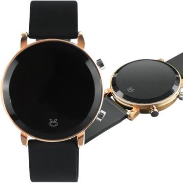 Imagem de Relogio feminino digital dourado silicone led aço original presente aj