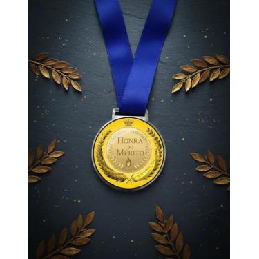 Imagem de Kit 50 Medalhas, Medalha Honra ao Mérito para Premiação Adesivada, 50m