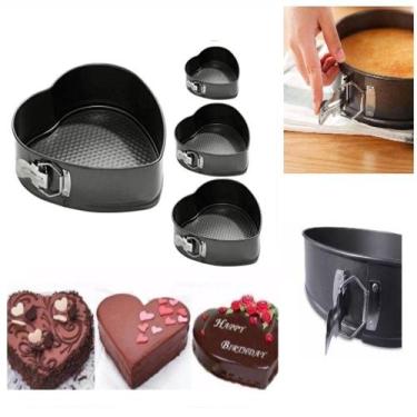 Imagem de Kit 3 Formas Bolo Torta Fundo Removível Coração Antiaderente - Yeet