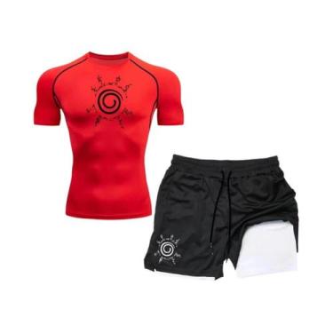 Imagem de Conjunto De Roupas De Treino Para Homens 2 Em 1 Camiseta De Compressão