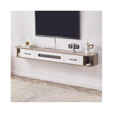 Imagem de Suporte de TV flutuante para console com armazenamento e sala de estar, suporte de console de mídia montado na parede, centro de entretenimento (cinza)
