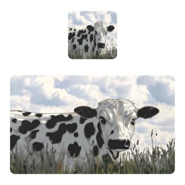 Imagem de Burbuja Jogo americano conjunto de 2, tapetes de mesa de cozinha de vaca leiteira, antiderrapante, resistente ao calor, à prova d'água, para mesa de jantar, lavável, 30,5 x 45,7 cm