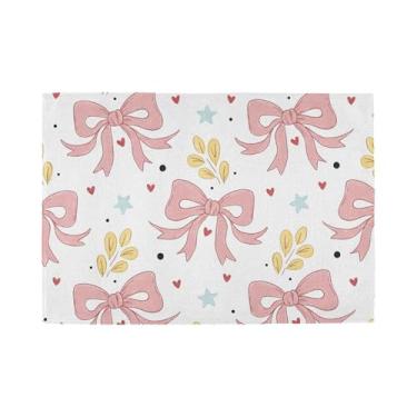 Imagem de Burbuja Conjunto de 6 jogos americanos com laço, tapetes de mesa laváveis antiderrapantes, resistentes ao calor, para cozinha, mesa de jantar, ambientes internos e externos