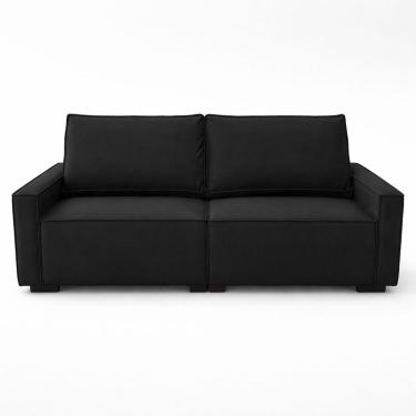 Imagem de Sofá 2 Metros Contemporâneo Sala Estar Luxo Moderno Suede Preto